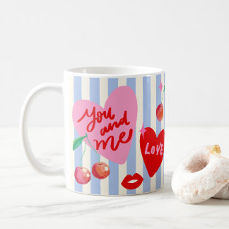 Mug Scallop Photo Frame Hearts Cherries Lips Love Cute