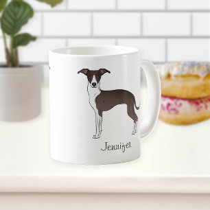 Mug Sceau Et Blanc Italien Greyhound Avec Nom Personna