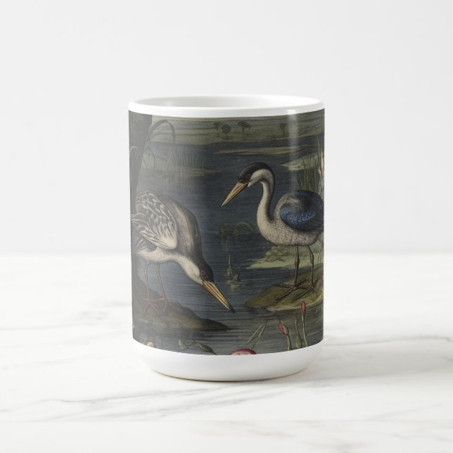 Mug Scène botanique de grue bleue près d'une rivière (Centre)