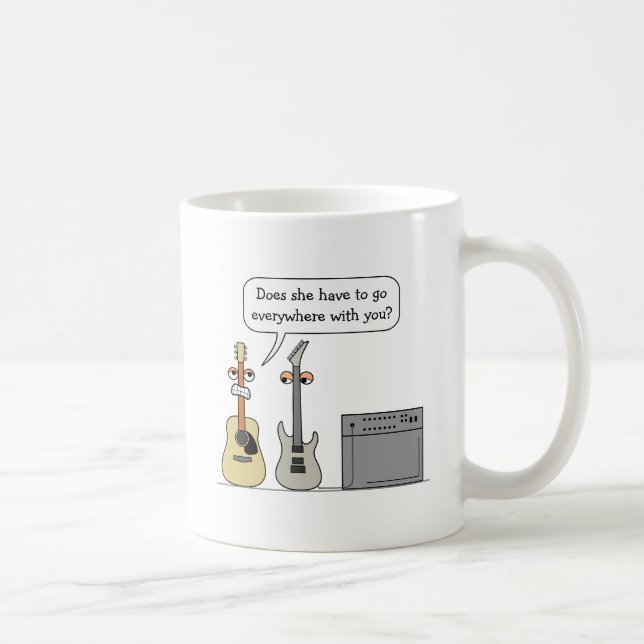 Mug Scène de bande dessinée de roue de guitare drôle (Droite)