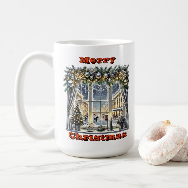 Mug Scène de fenêtre Fêtes Étincelantes (Avec donut)