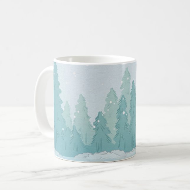 Mug Scène de fête de saison de pin de scène de neige (Devant gauche)