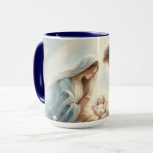 Mug Scène de la Nativité de la Sainte Famille radieuse