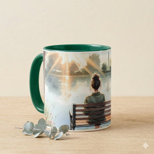 Mug Scène de lac aux reflets du coucher de soleil