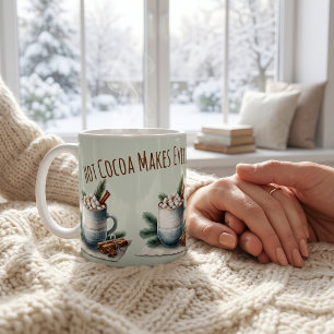 Mug Scène de marshmallow au cacao cosy en hiver