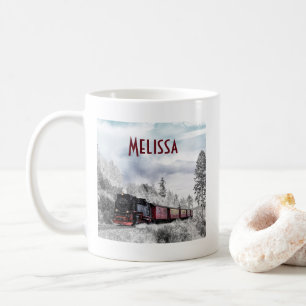 Mug Scène de Noël d'hiver du train vintage