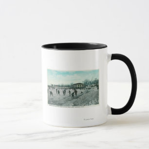 Mug Scène de patinage de glace de parc de lac