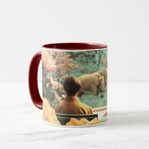 Mug Scène de safari surréaliste avec éléphants zèbres