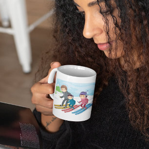 Mug Scène de ski familiale en hiver
