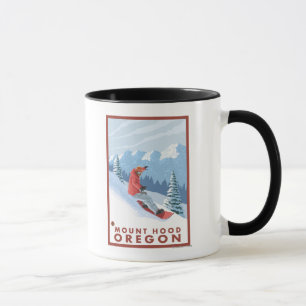 Mug Scène de surfeur - capot de bâti, Orégon