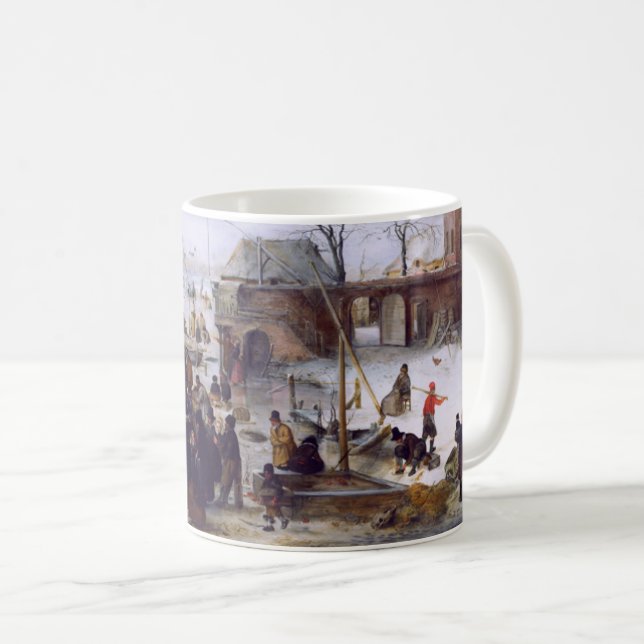 Mug Scène D'Hiver. Cadeau de Noël en beaux-arts (Devant droit)