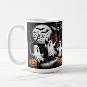 Mug Scène effrayante d'Halloween avec des fantômes