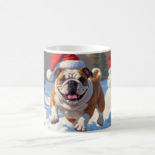 Mug Scène enneigée festive de Noël Bulldog