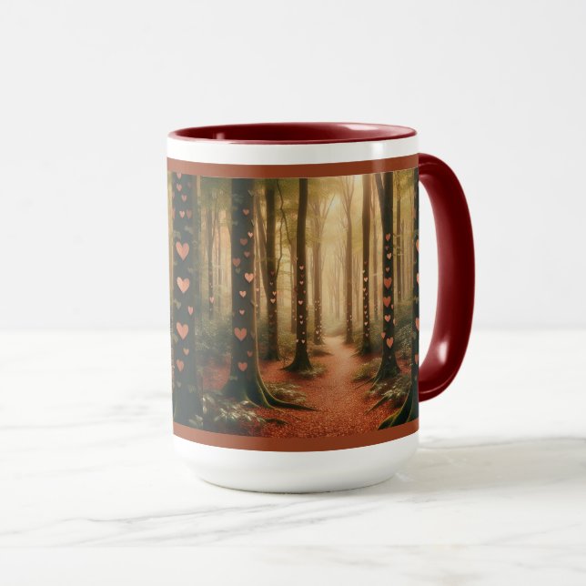 Mug - scène forestière avec les coeurs (Devant droit)