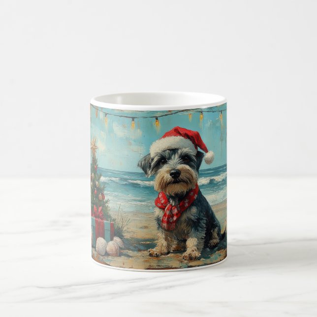 Mug Schnauzer Chien Noël Plage Vintage (Centre)