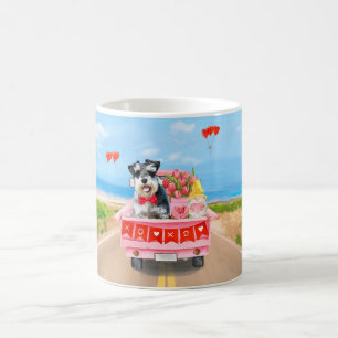 Mug Schnauzer Chien Saint Valentin Coeurs de camion