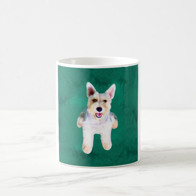 Mug Schnauzer Miniature Dog Eau Couleur Art Peinture (Centre)