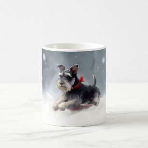 Mug Schnauzer miniature neige de Noël hiver