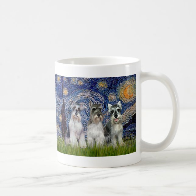 Mug Schnauzers (trois) - Starry Night (Droite)