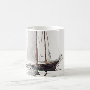 Mug Schooner à deux mâts avec Dory par Winslow Homer