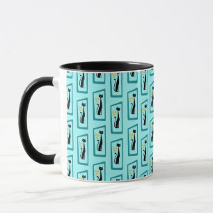 Mug Schrödinger's Cat Mid Century Moderne bleu pâle