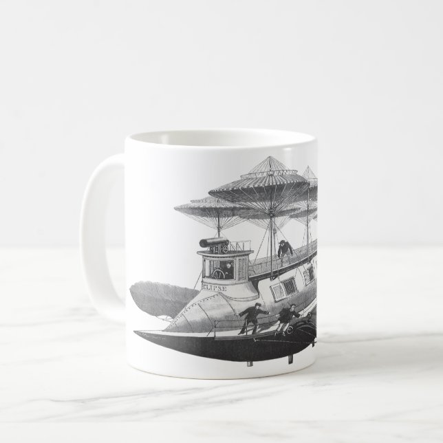Mug Science-fiction Steampunk vintage éclipse de dirig (Devant gauche)