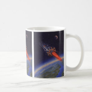 Mug Science-fiction vintage, fusées Sci Fi au-dessus d