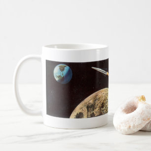 Mug Science-fiction vintage, vaisseau spatial au-dessu