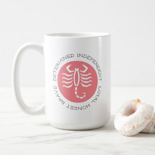 Mug Scorpion rose Traits Étoile Zodiaque Panneau Café