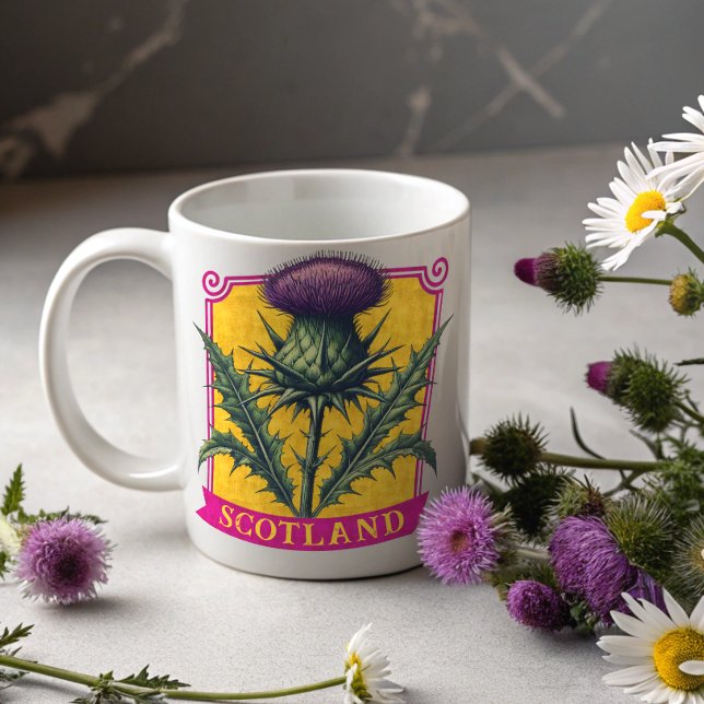 Mug Scotland Thistle Antique Botanique (Créateur téléchargé)