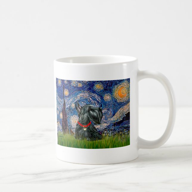 Mug Scottish Terrier 12c -Starry Night (Droite)