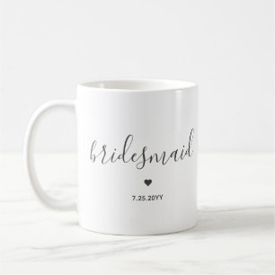 Mug Script de demoiselle d'honneur minimaliste et élég