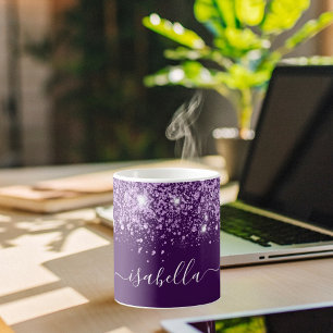 Mug Script de nom de parties scintillant violet
