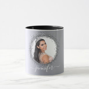 Mug Script de nom photo argent glamour