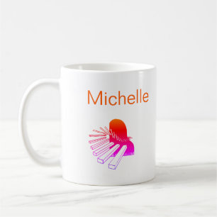 Mug Script de notes de musique pour piano Nom Café noi