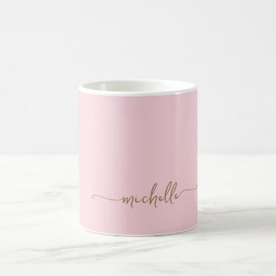 Mug Script de signature de Monogramme or rose vif