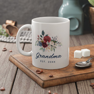 Mug Script floral élégant grand-mère personnalisé