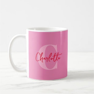 Mug Script manuscrit Quirky Whimsy Monogramme rose