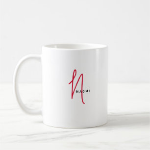 Mug Script Minimaliste   Monogramme et Nom Personnalis
