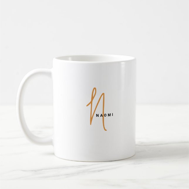 Mug Script Minimaliste | Monogramme personnalisé et no (Gauche)