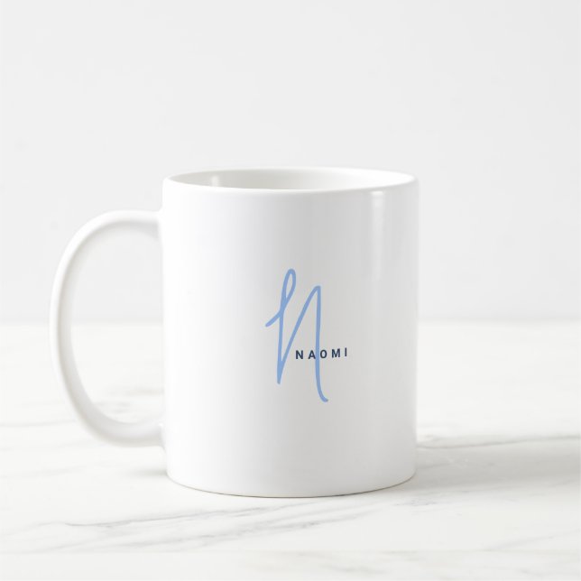 Mug Script Minimaliste | Monogramme personnalisé et no (Gauche)