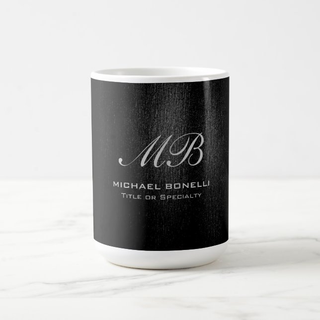 Mug Script monogramme noir gris moderne mignon (Centre)