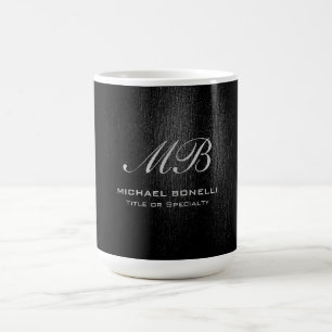 Mug Script monogramme noir gris moderne mignon