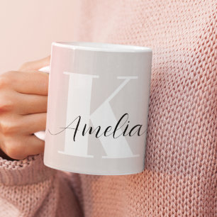 Mug Script monogramme personnalisé Boho Taupe