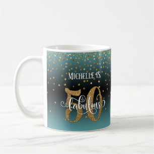 Mug Script Pailleté 50 & Fabuleux Turquoise Noir Ombré