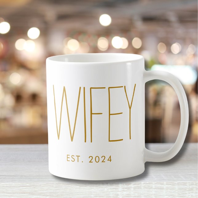 Mug Script Wifey Or personnalisé pour anniversaire de  (Créateur téléchargé)