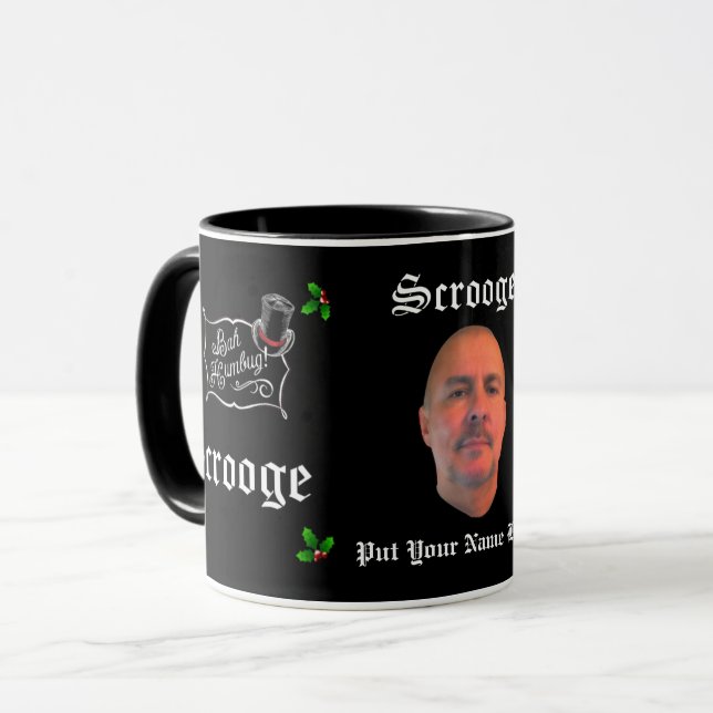 Mug SCROOGE Image/Texte Cadeau de Noël personnalisé (Devant gauche)