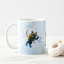 Mug Scuba Cat is diving  Underwater 