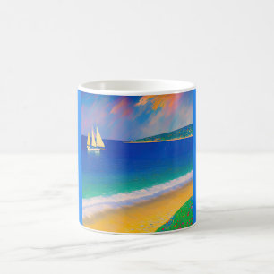 Mug Sea Scape 09 "Yacht in the bay"