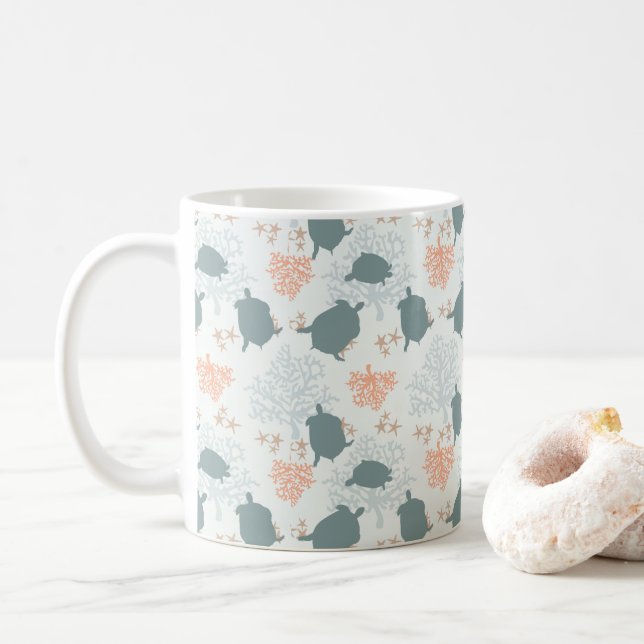 Mug Sea Turtle Ocean Motif Art (Avec donut)